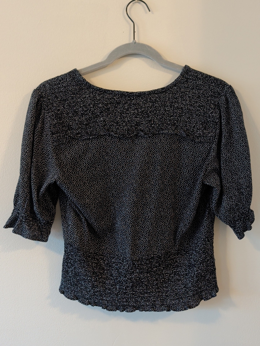 Abercrombie & Fitch Black Top with White Dot Print - Picture 2 of 4